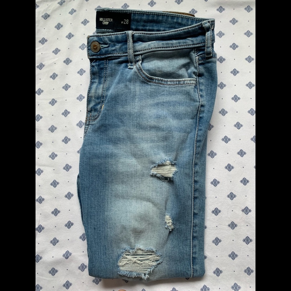 Hollister Crop Low-Rise Distressed Jeans